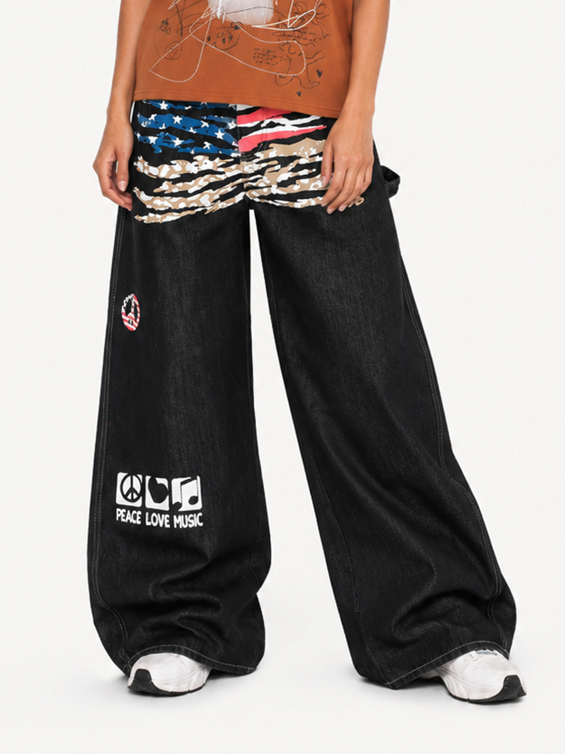 OYL-Lab Camo USA Flag Baggy Jeans
