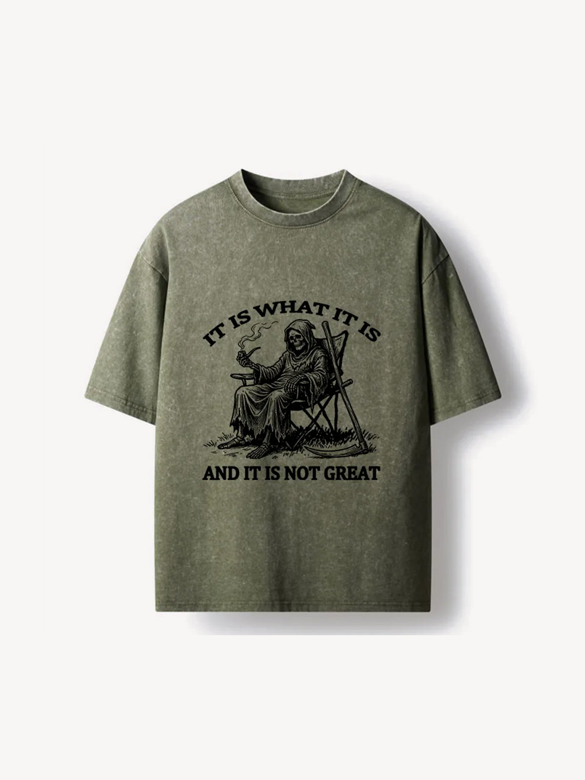 OYL-Lab Funny Reaper Meme Washed T-Shirt