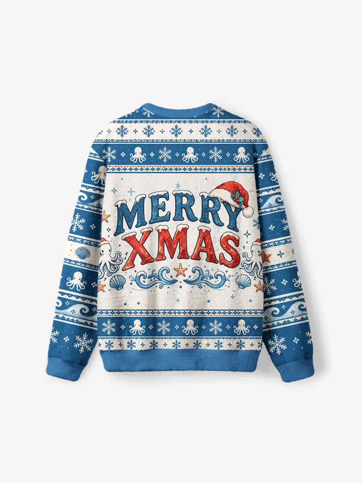 OYL-Lab Winter Octopus Vibe Fuzzy Christmas Ugly Sweater