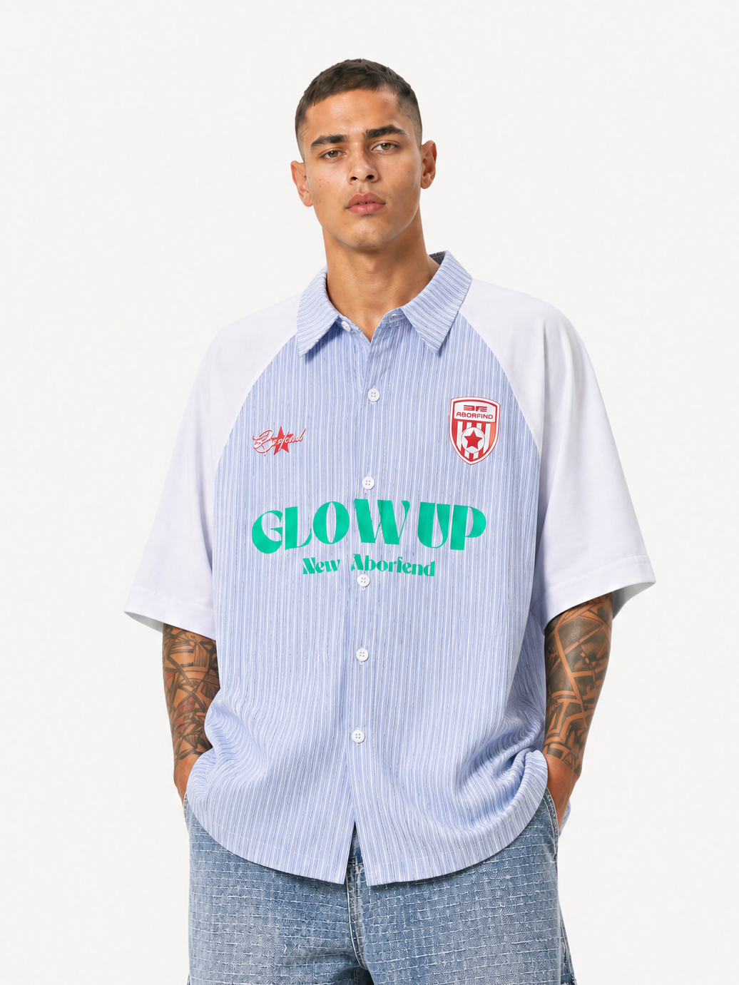 OYL-Lab 90s Varsity 94 Print Patchwork Shirt