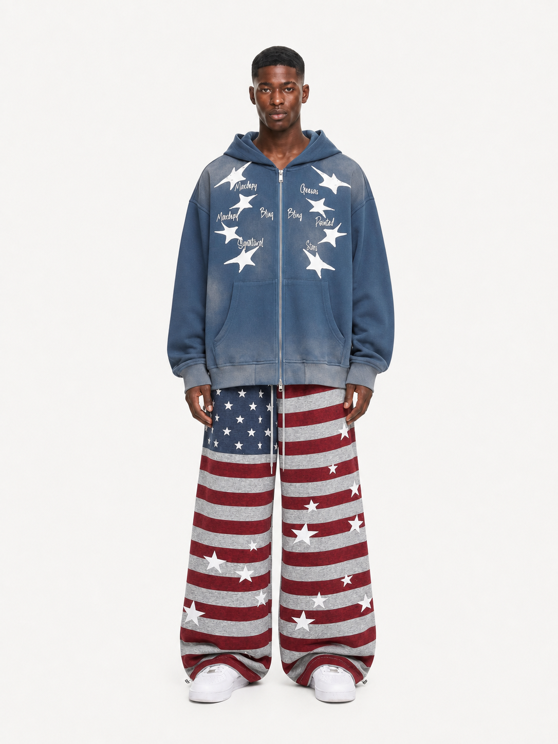 OYL-Lab American Flag Print Baggy Sweatpants