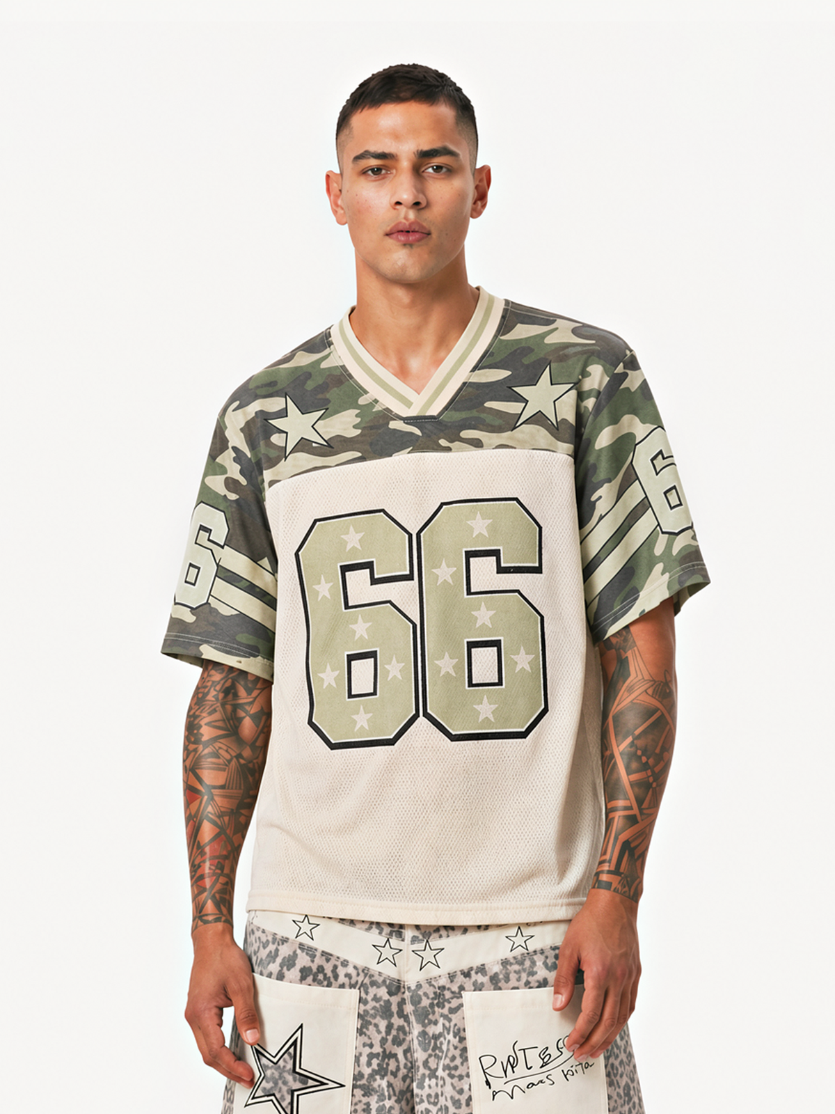 OYL-Lab Camo Panel #66 Star Football Jersey Tee