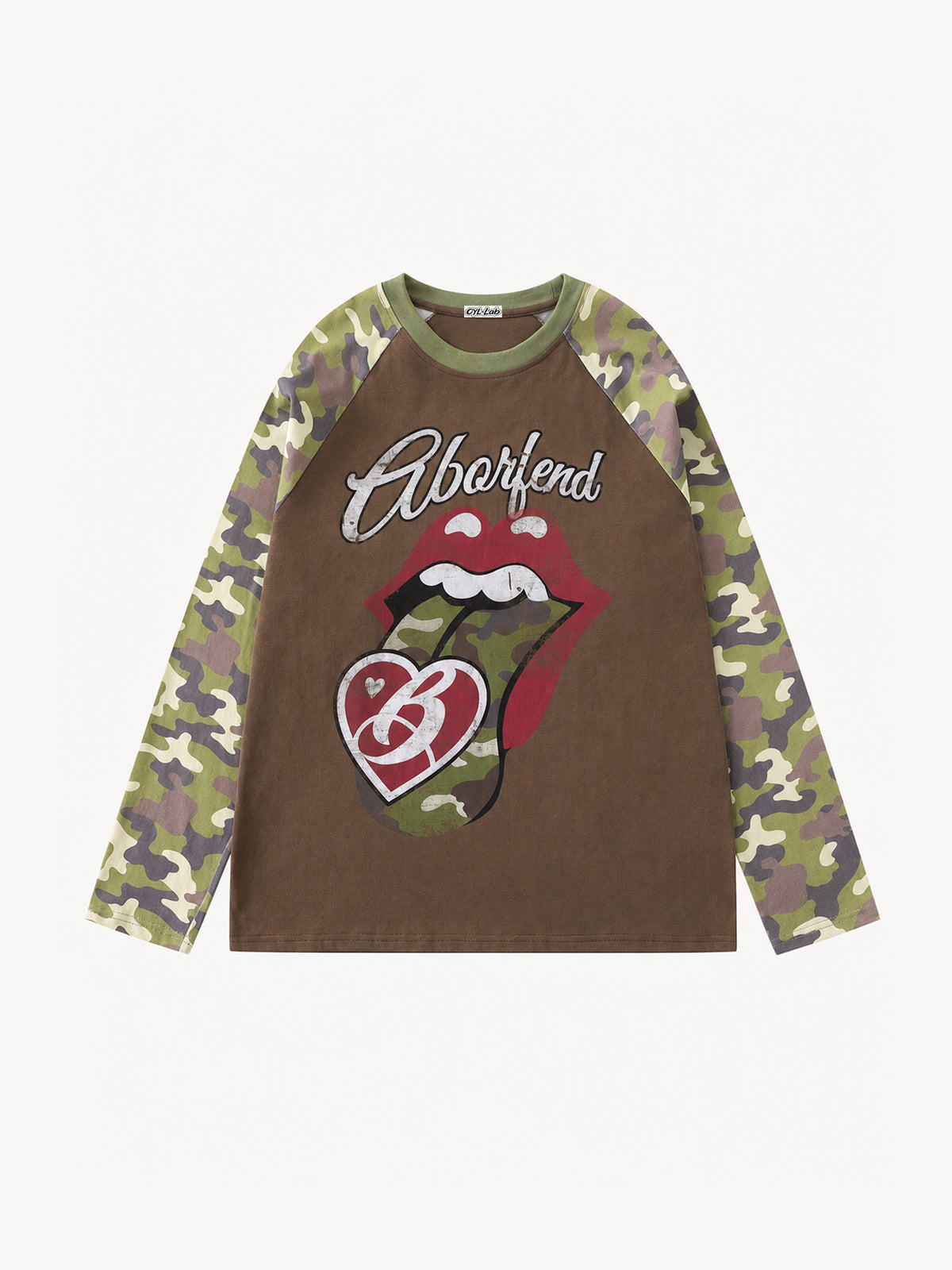 OYL-Lab Camouflage Vintage Lips Graphic Long Sleeve Tee