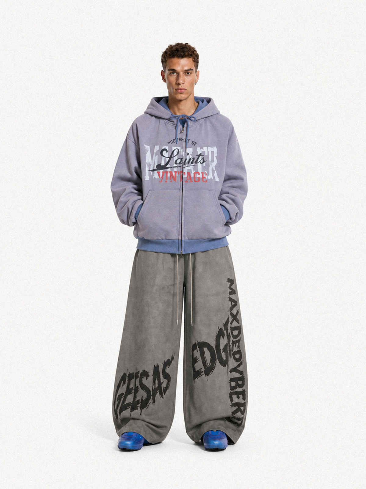 OYL-Lab Vintage Washed Graffiti Print Baggy Sweat Pants