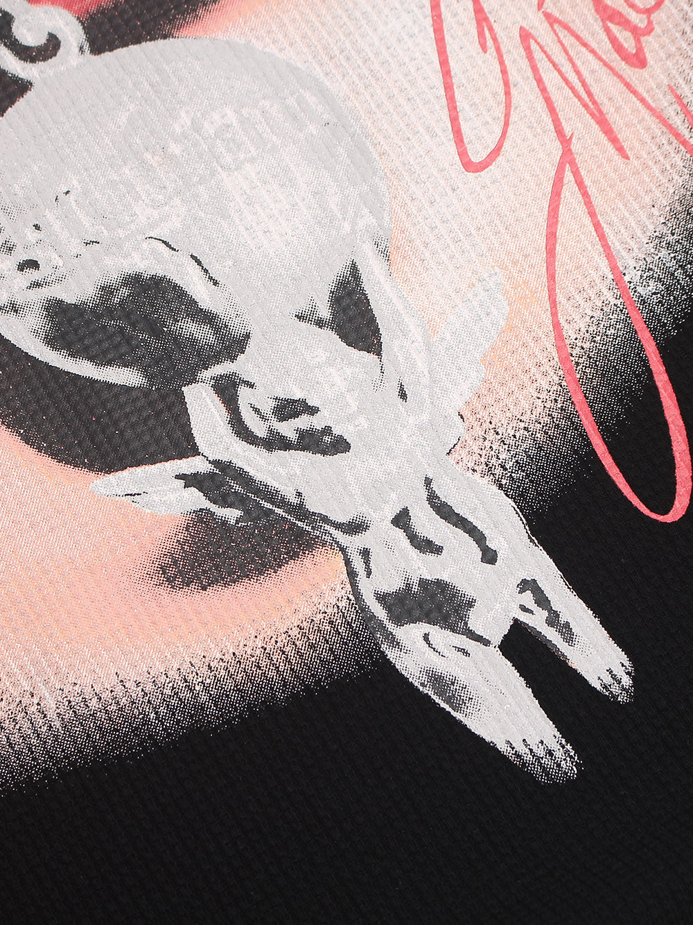 OYL-Lab Waffle Knit Lips Skull Graphic Tee
