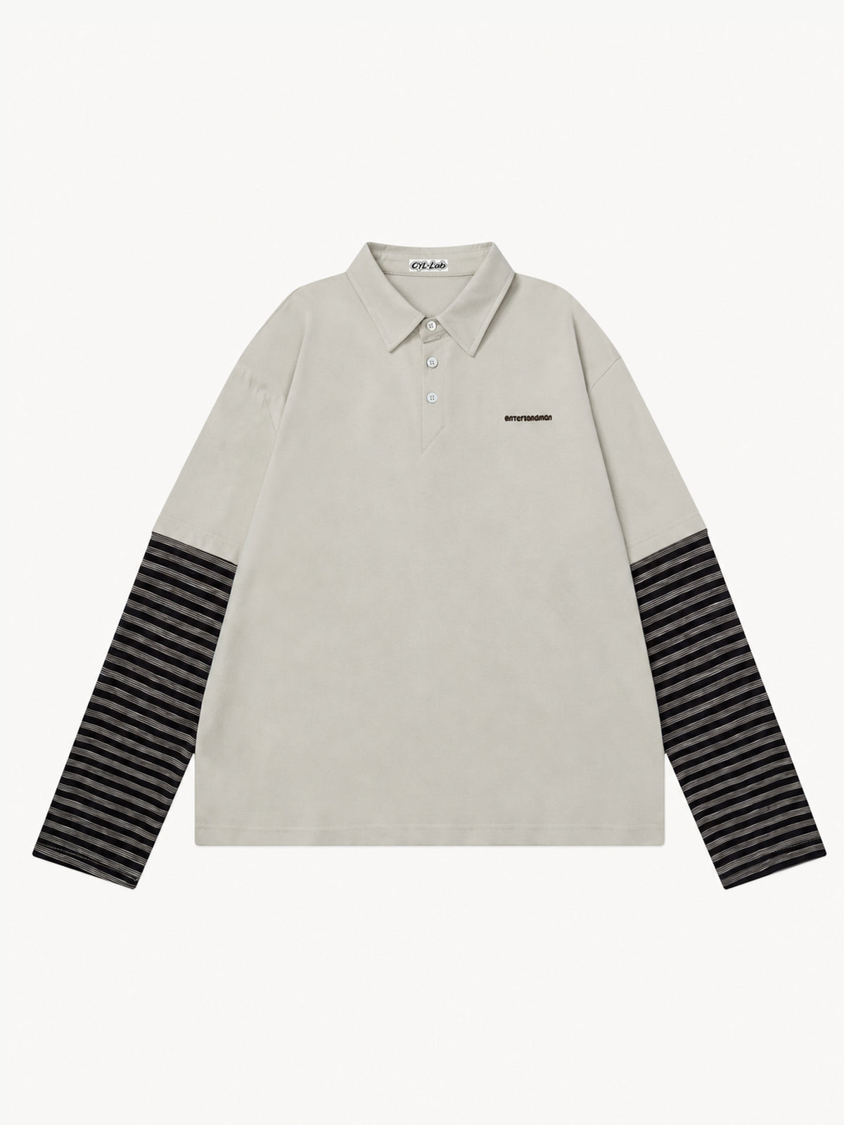 OYL-Lab Striped Layered Polo Long Sleeve Tee