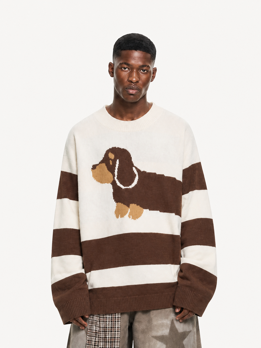 OYL-Lab Dachshund Jacquard Stripe Sweater