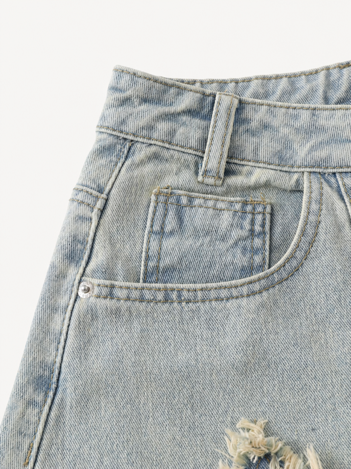 OYL-Lab Frayed Star Patch Wash Baggy Jeans
