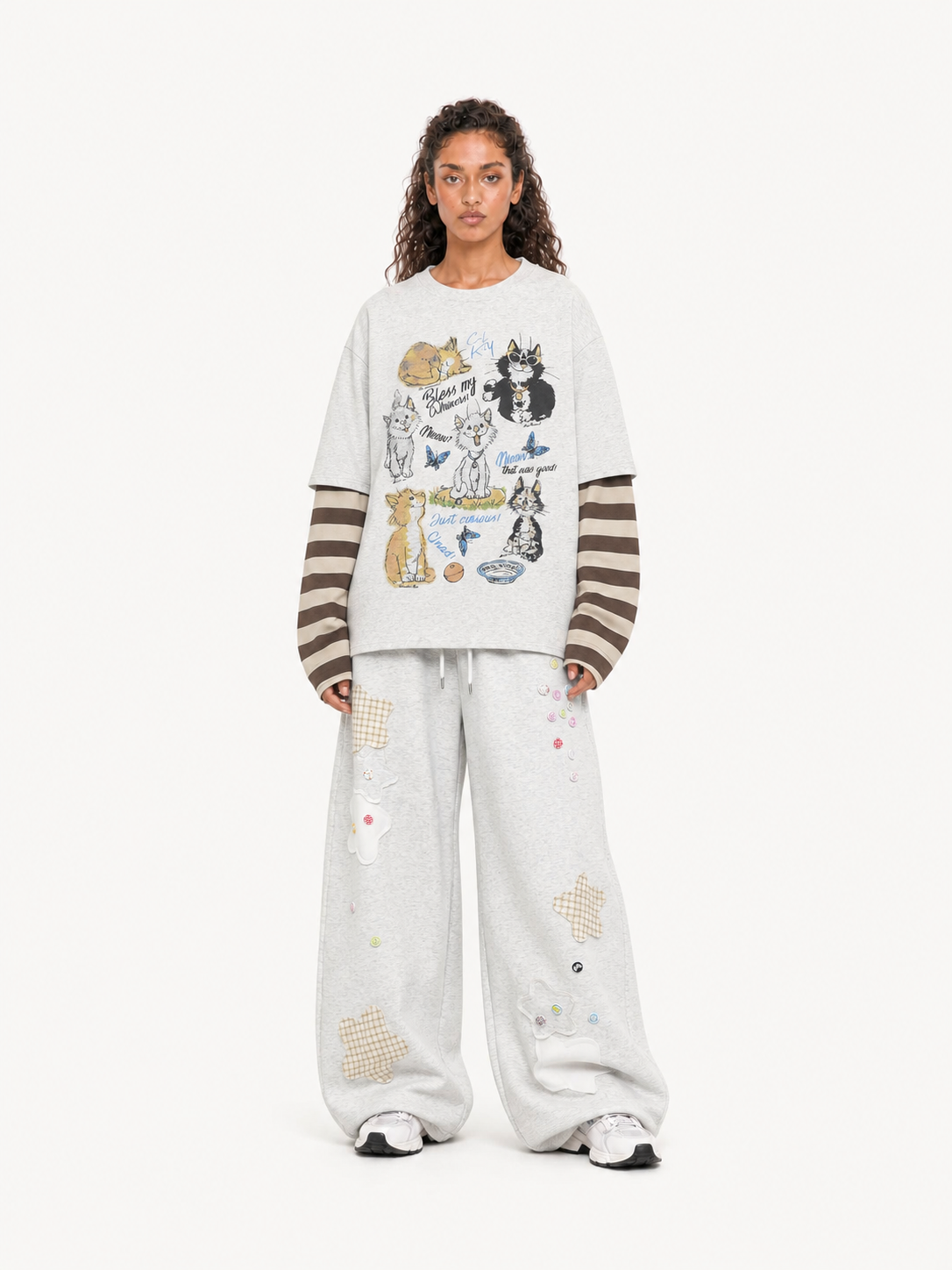 OYL-Lab Star Patchwork Button Baggy Sweatpants