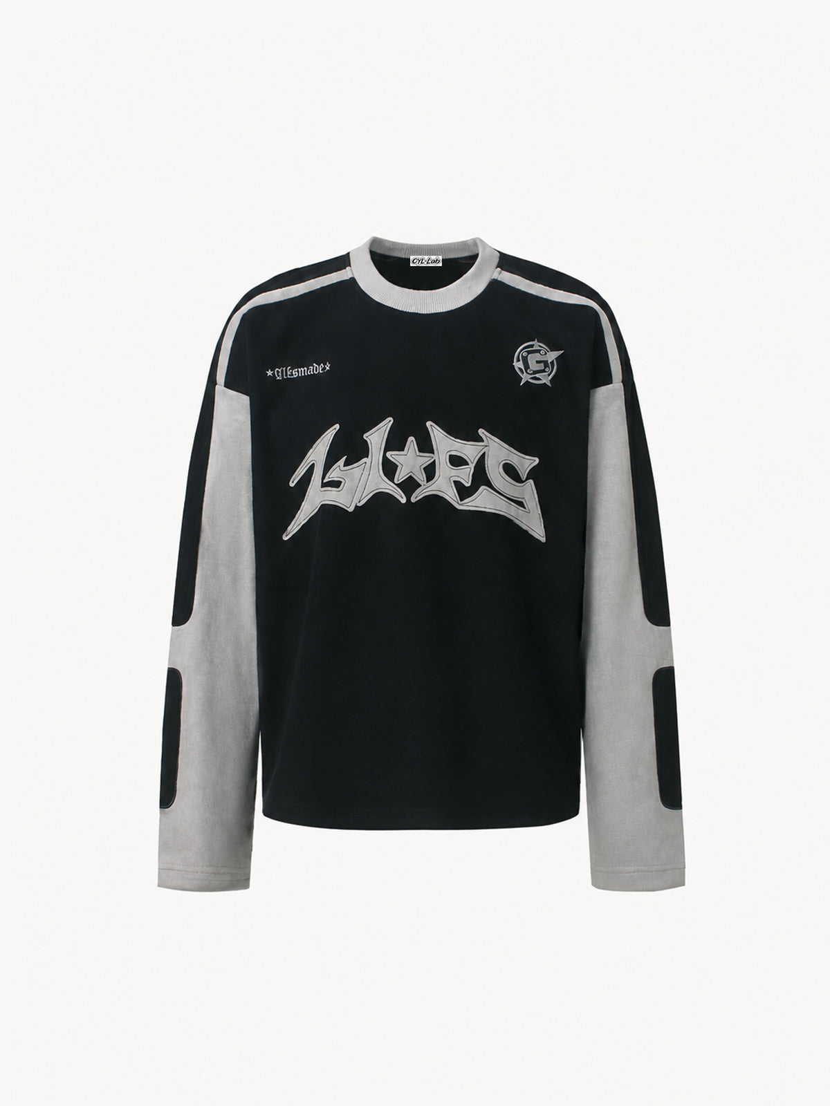 OYL-Lab Suede Patchwork Long Sleeve Tee