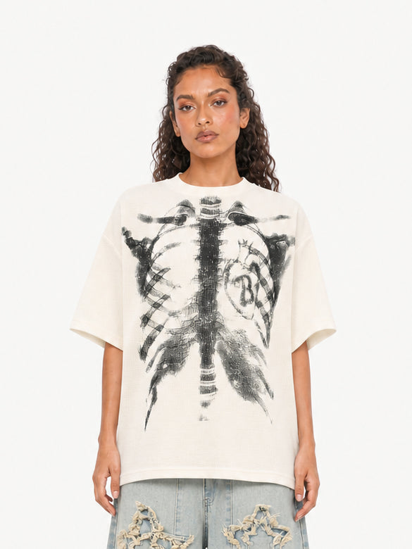 OYL-Lab Waffle Knit Skeleton Graphic Tee