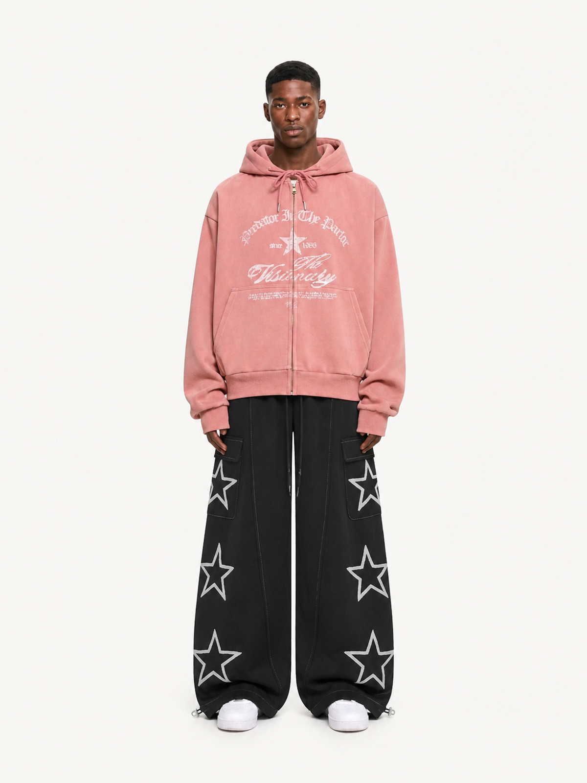 OYL-Lab Vintage Star Graphic Zip Up Hoodie