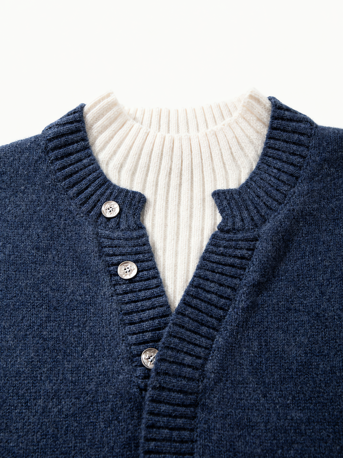 OYL-Lab Mock‑Layer Henley Knit Sweater