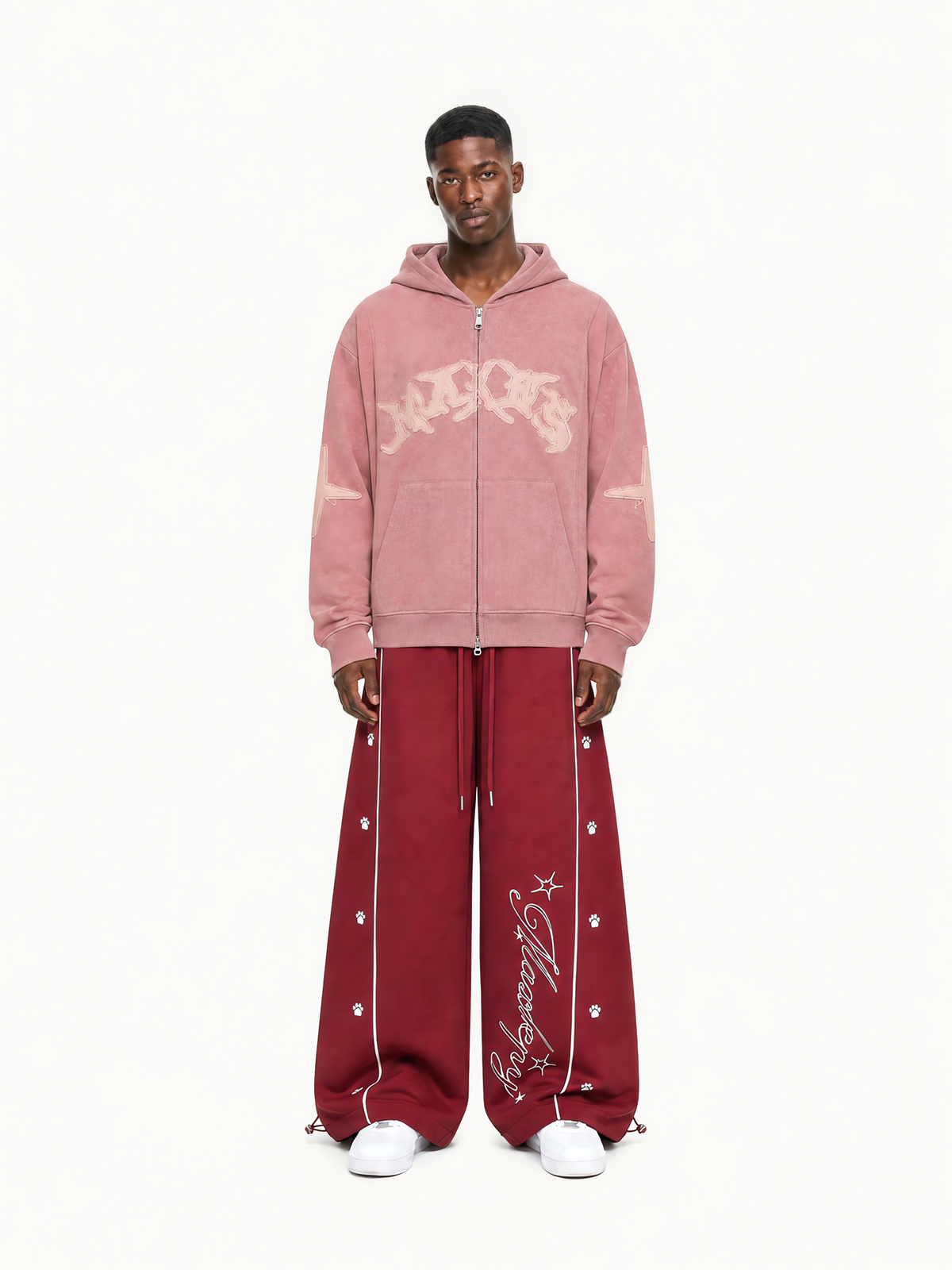 OYL-Lab Paw & Star Print Curved Balloon‑Leg Sweatpants