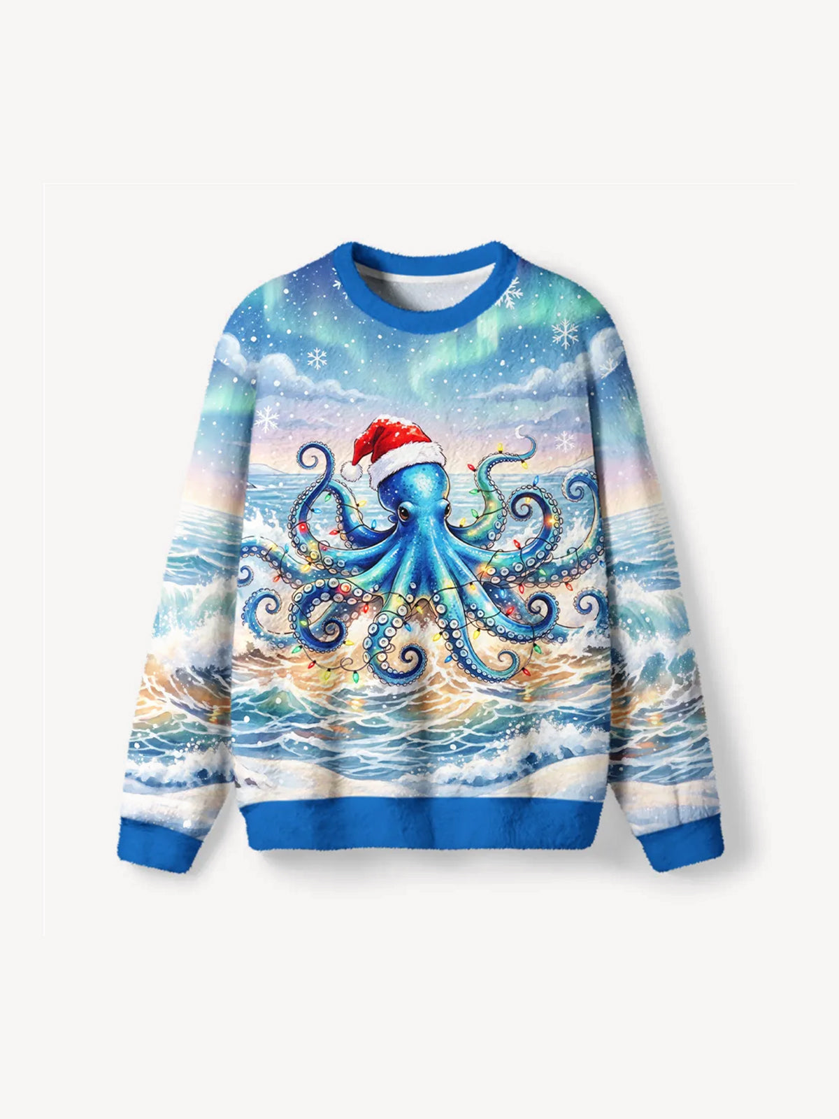 OYL-Lab Christmas Octopus Lights Fuzzy Christmas Ugly Sweater