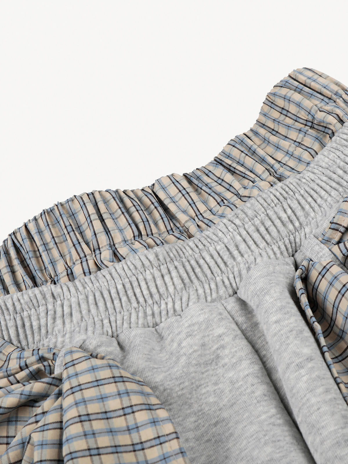 OYL-Lab Layered Plaid Wrap Sweat Shorts