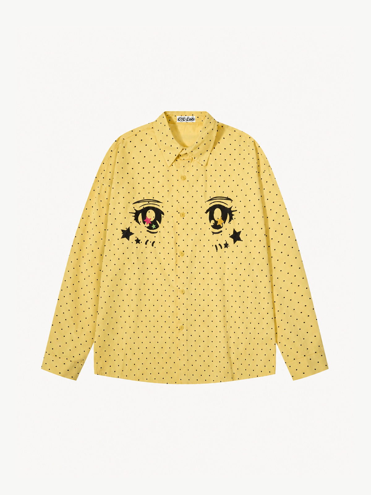 OYL-Lab Polka Dot Anime Embroidery Long Sleeve Shirt