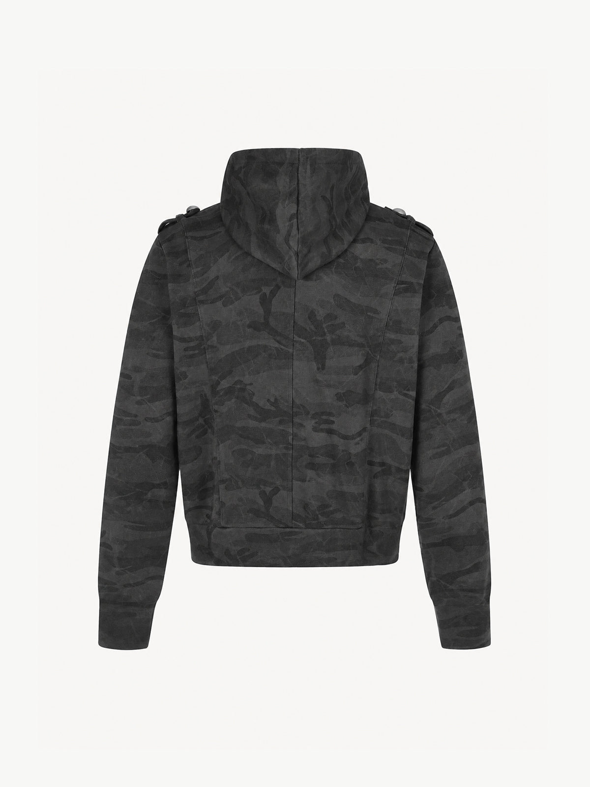OYL-Lab Military Camo Epaulet Cropped Zip Hoodie