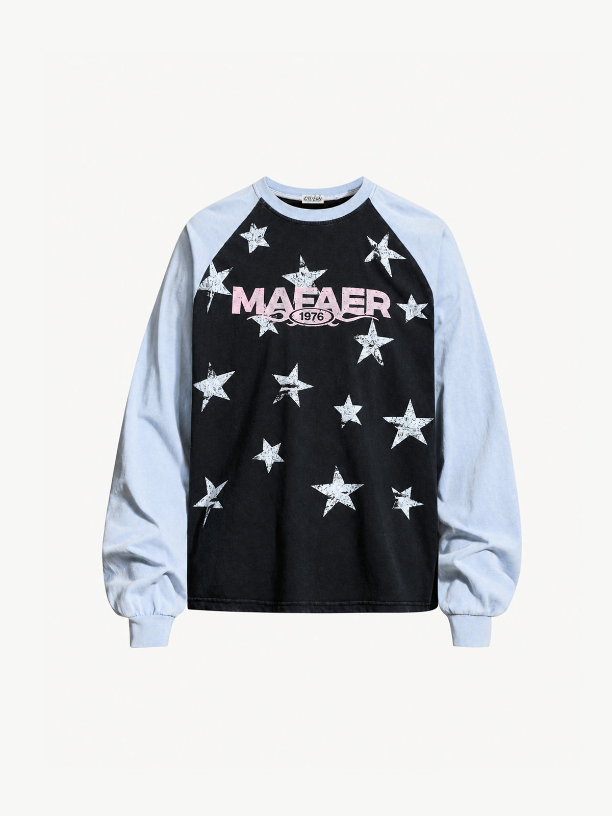 OYL-Lab Vintage Washed Star Print Raglan Sweatshirt