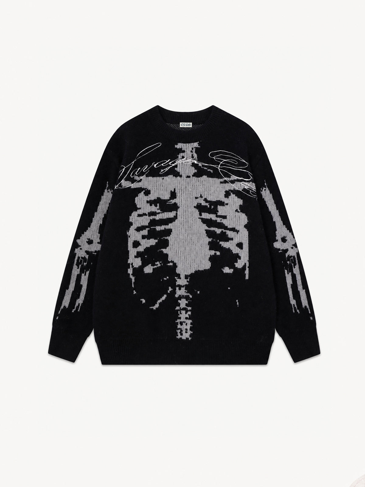 OYL-LabSkeleton Jacquard Crewneck Sweater