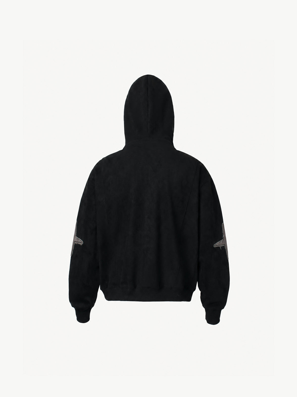 OYL‑Lab Raw-Edge Applique Faux Suede Zip Up Hoodie