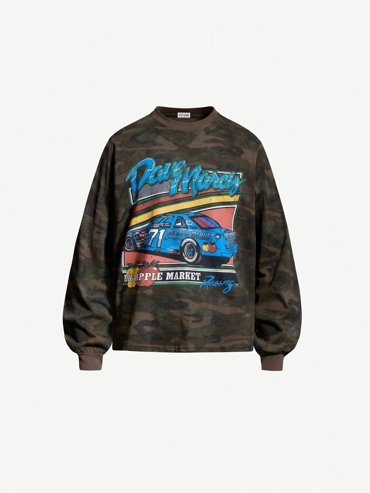 OYL‑Lab Camouflage Vintage Racing‑Car Graphic Crew Neck Sweatshirt