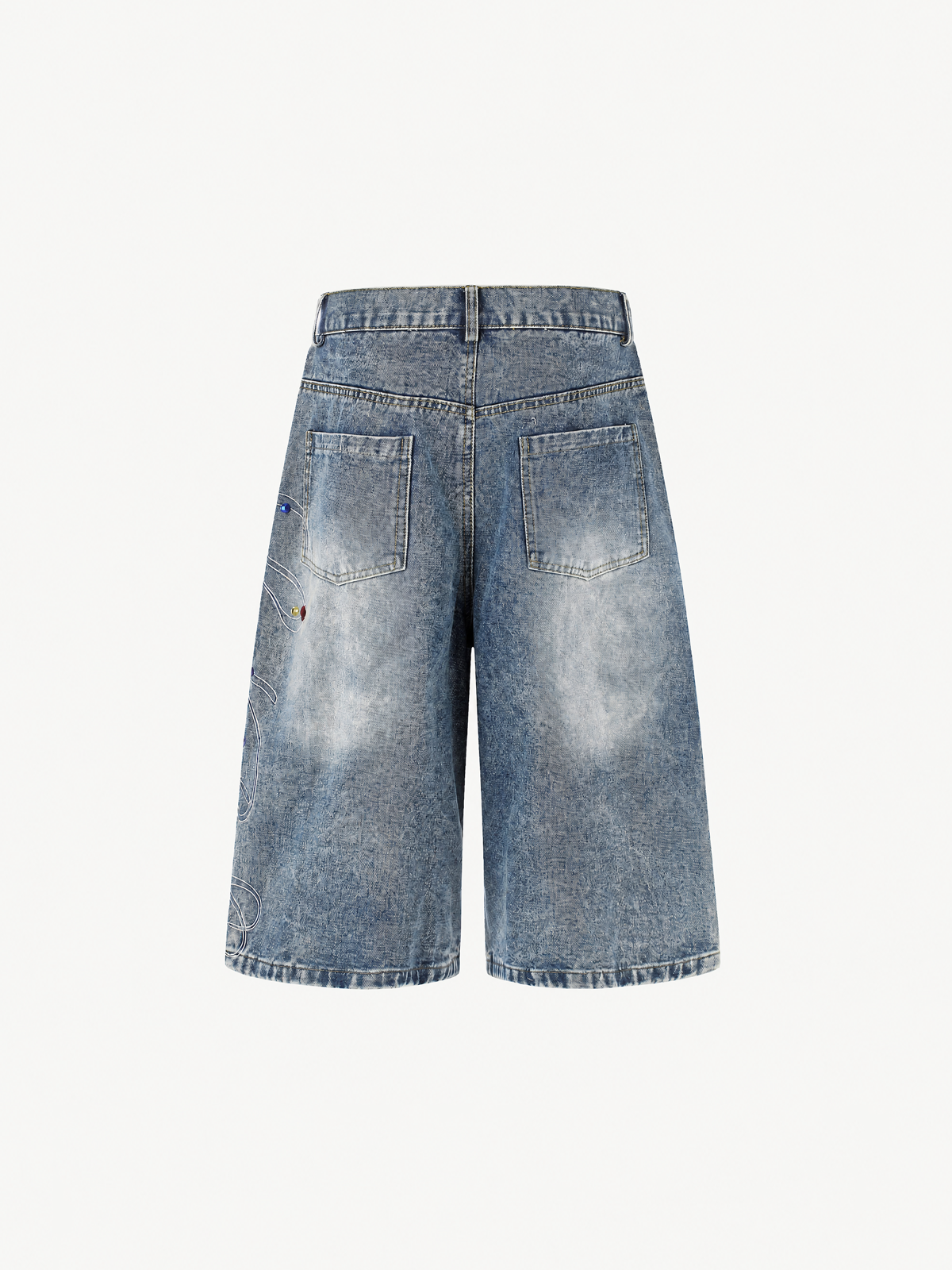 OYL-Lab Rhinestone Embroidered Jort Shorts