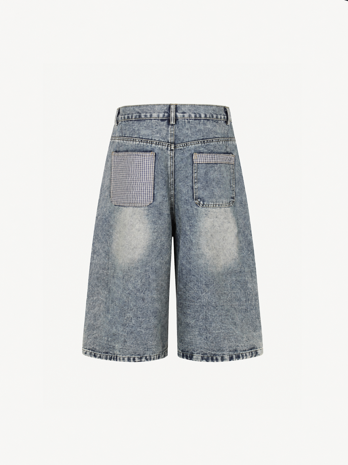 OYL-Lab Star Patch Washed Denim Jorts
