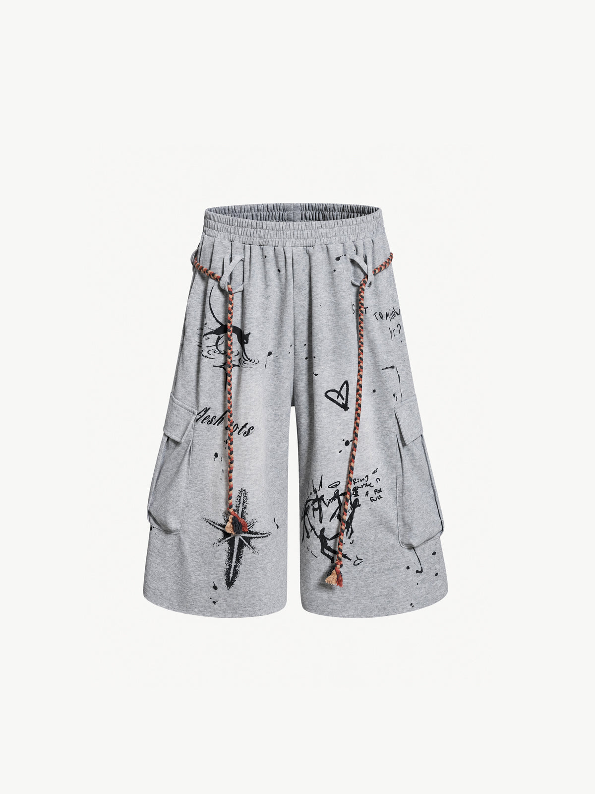 OYL-Lab Graffiti Print Cargo Sweat Shorts