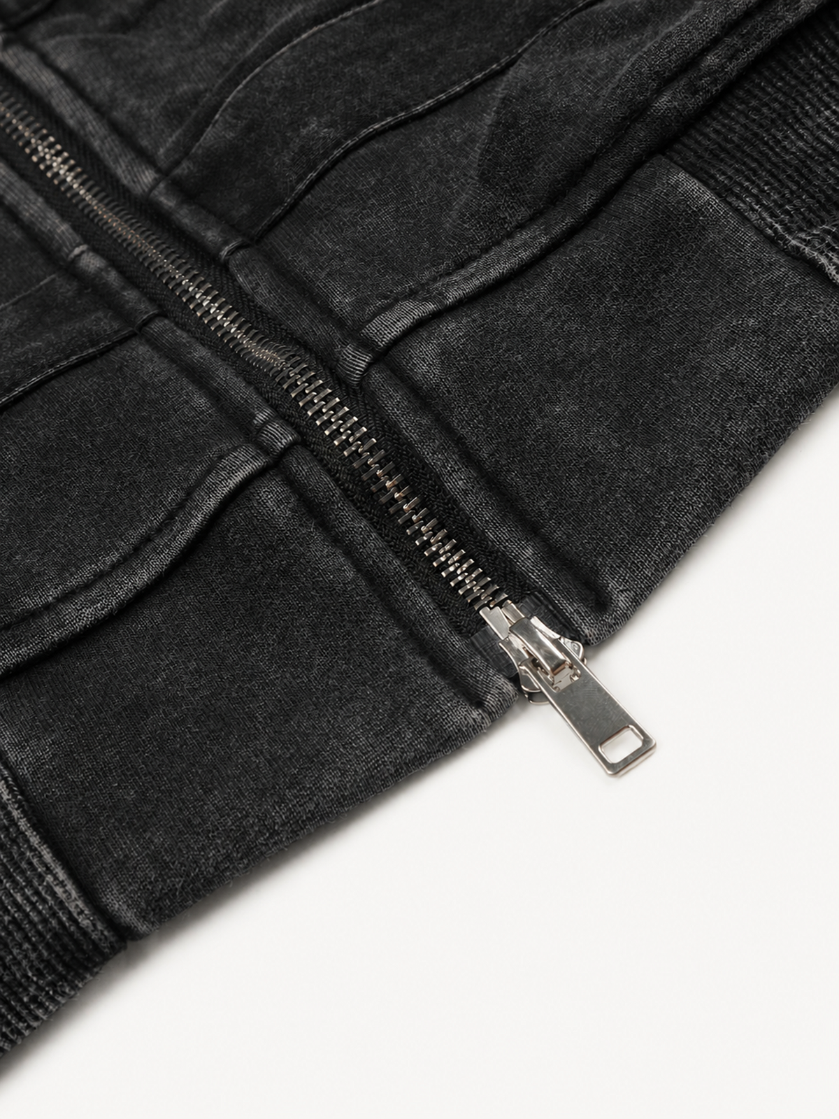 OYL-Lab Washed Black & Leopard Star Stud Zip Up Hoodie