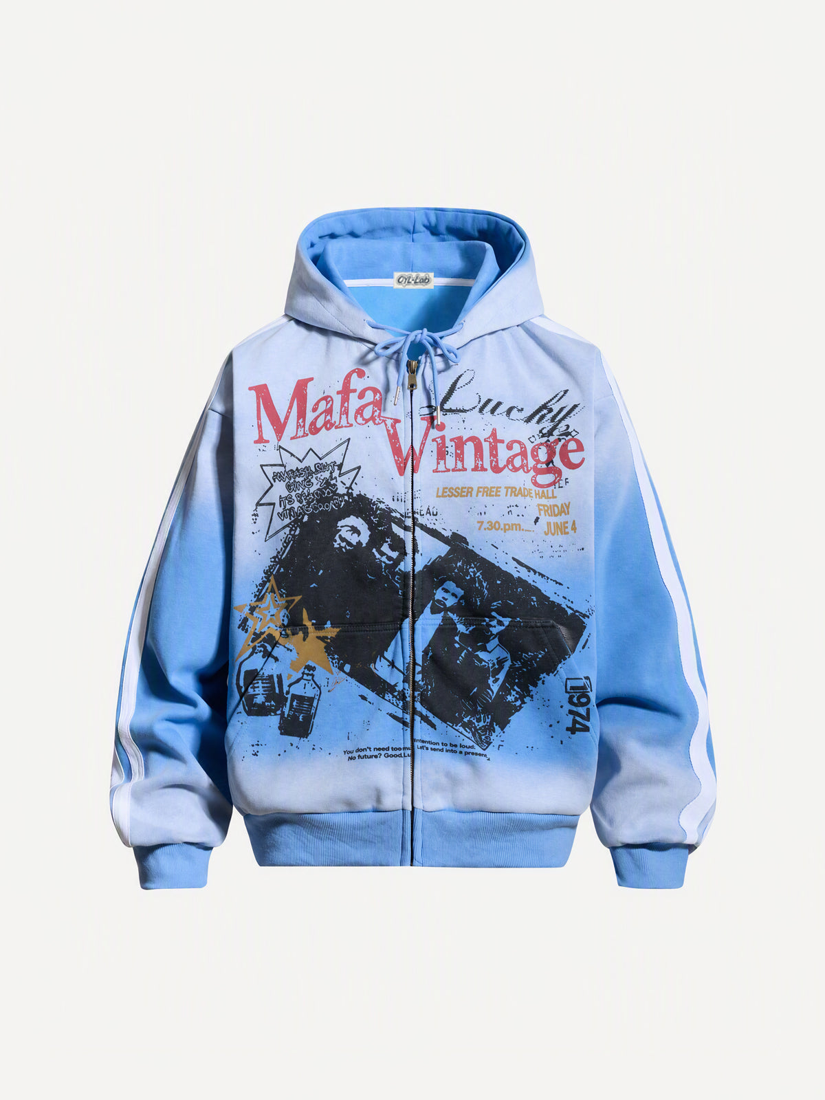 OYL‑Lab Vintage Gradient Zip‑Up Hoodie