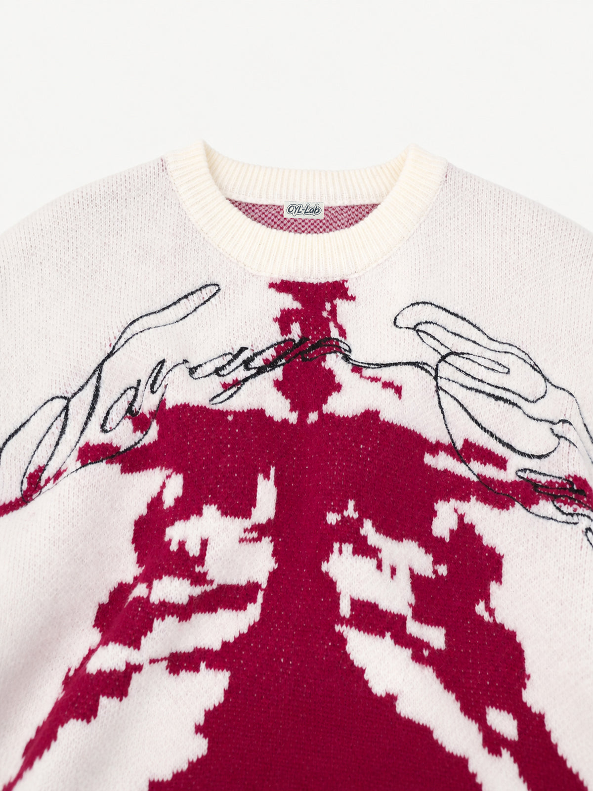 OYL-LabSkeleton Jacquard Crewneck Sweater