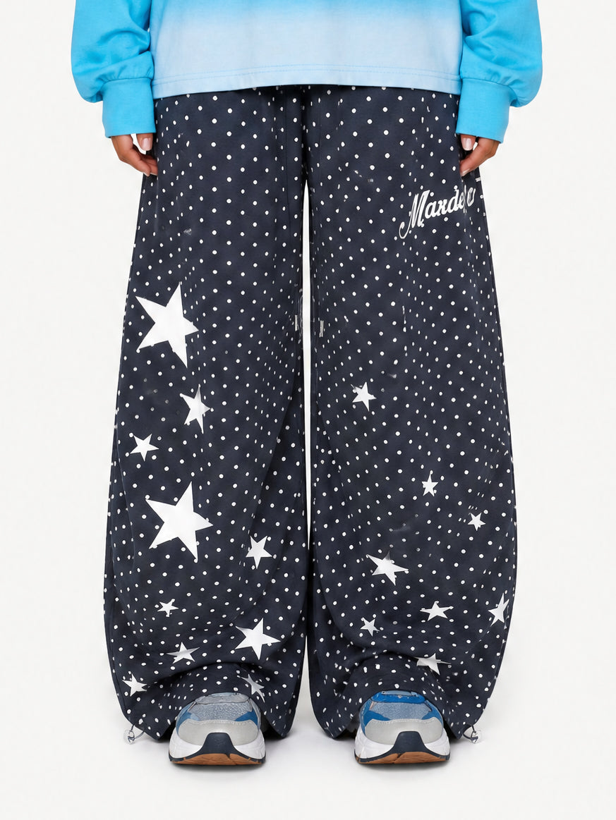 OYL-Lab Retro Polka‑Dot Star Print Baggy Balloon‑Leg Sweatpants