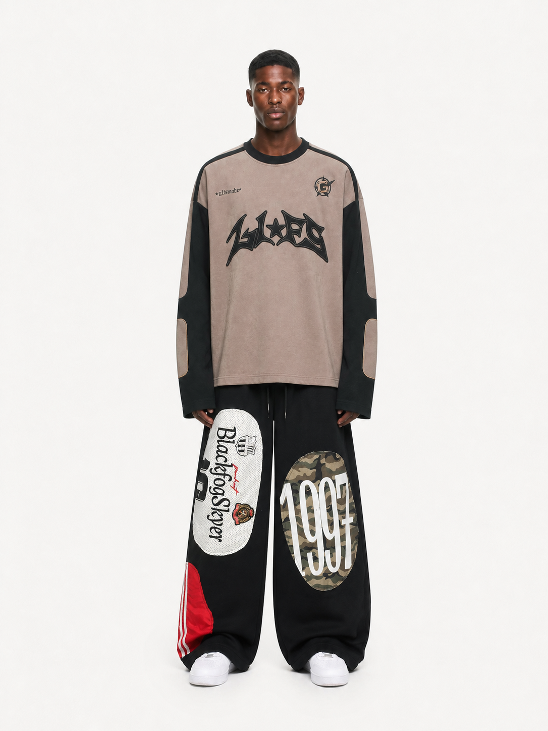 OYL-Lab Suede Patchwork Long Sleeve Tee
