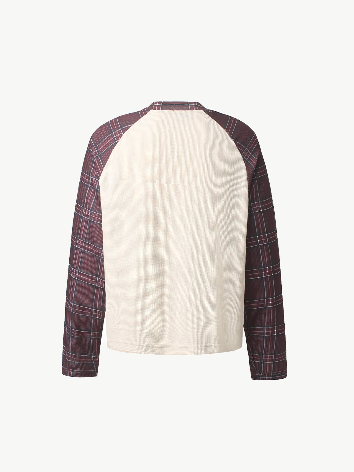 OYL-Lab Slogan Graphic Waffle Knit Raglan Long Sleeve Tee