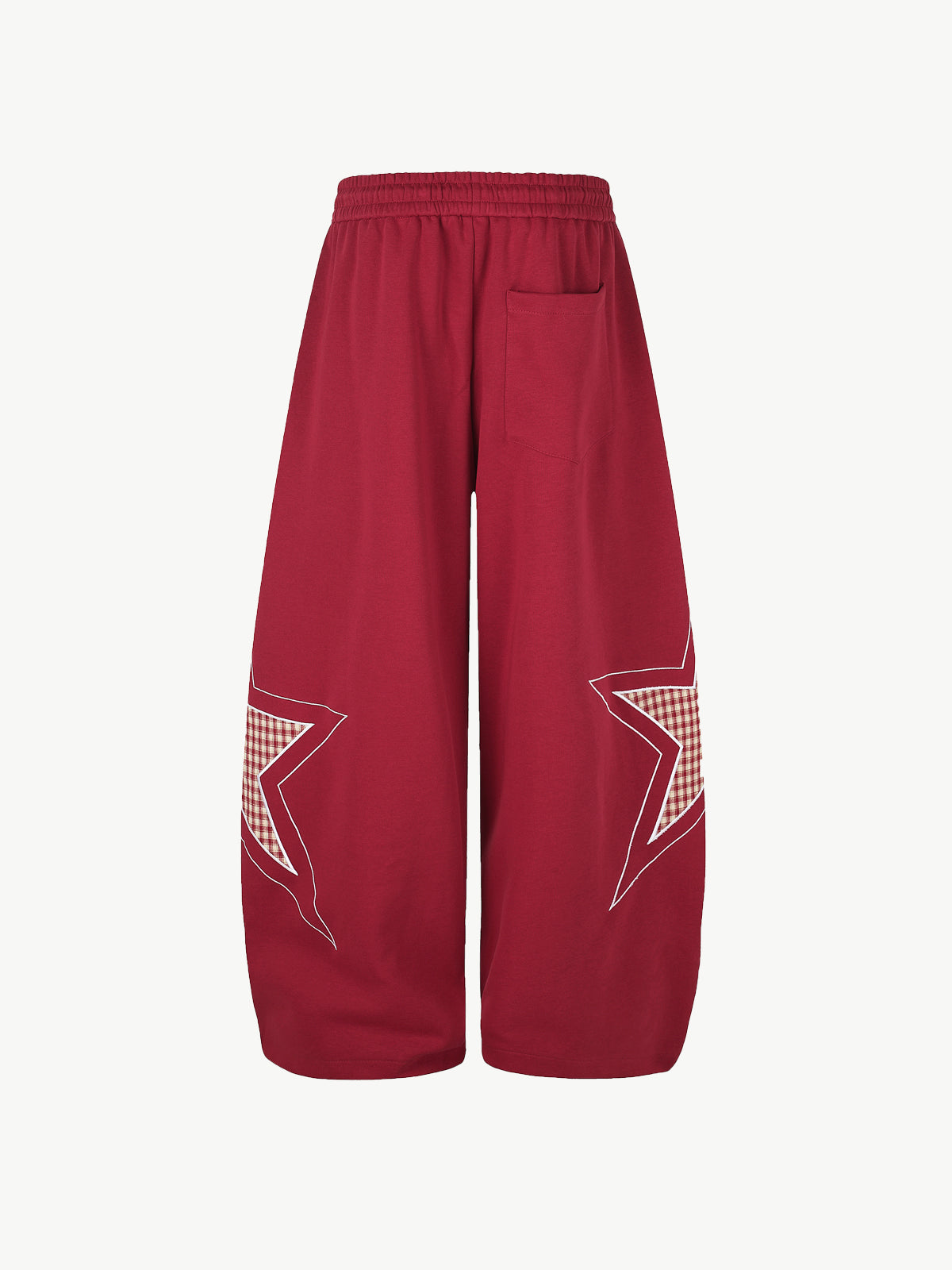 OYL-Lab Star Plaid Patchwork Embroidered Barrel Baggy Sweatpants