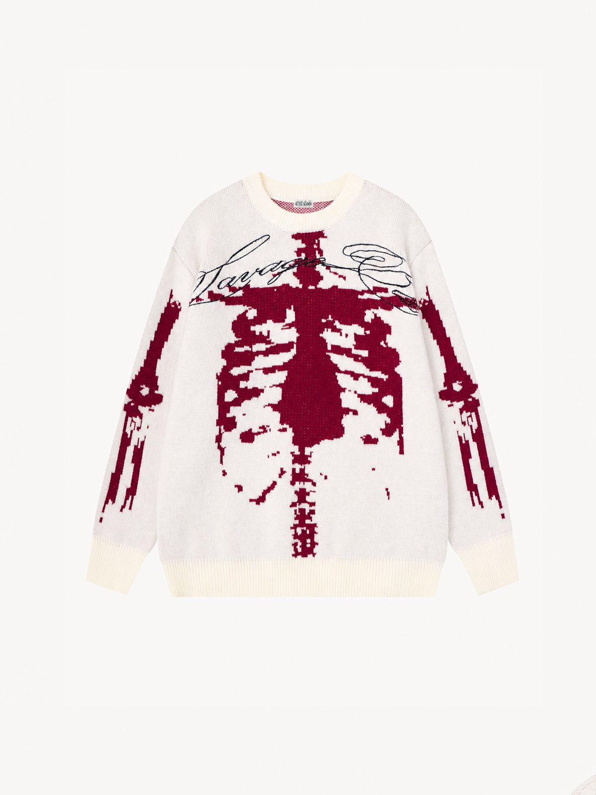 OYL-LabSkeleton Jacquard Crewneck Sweater