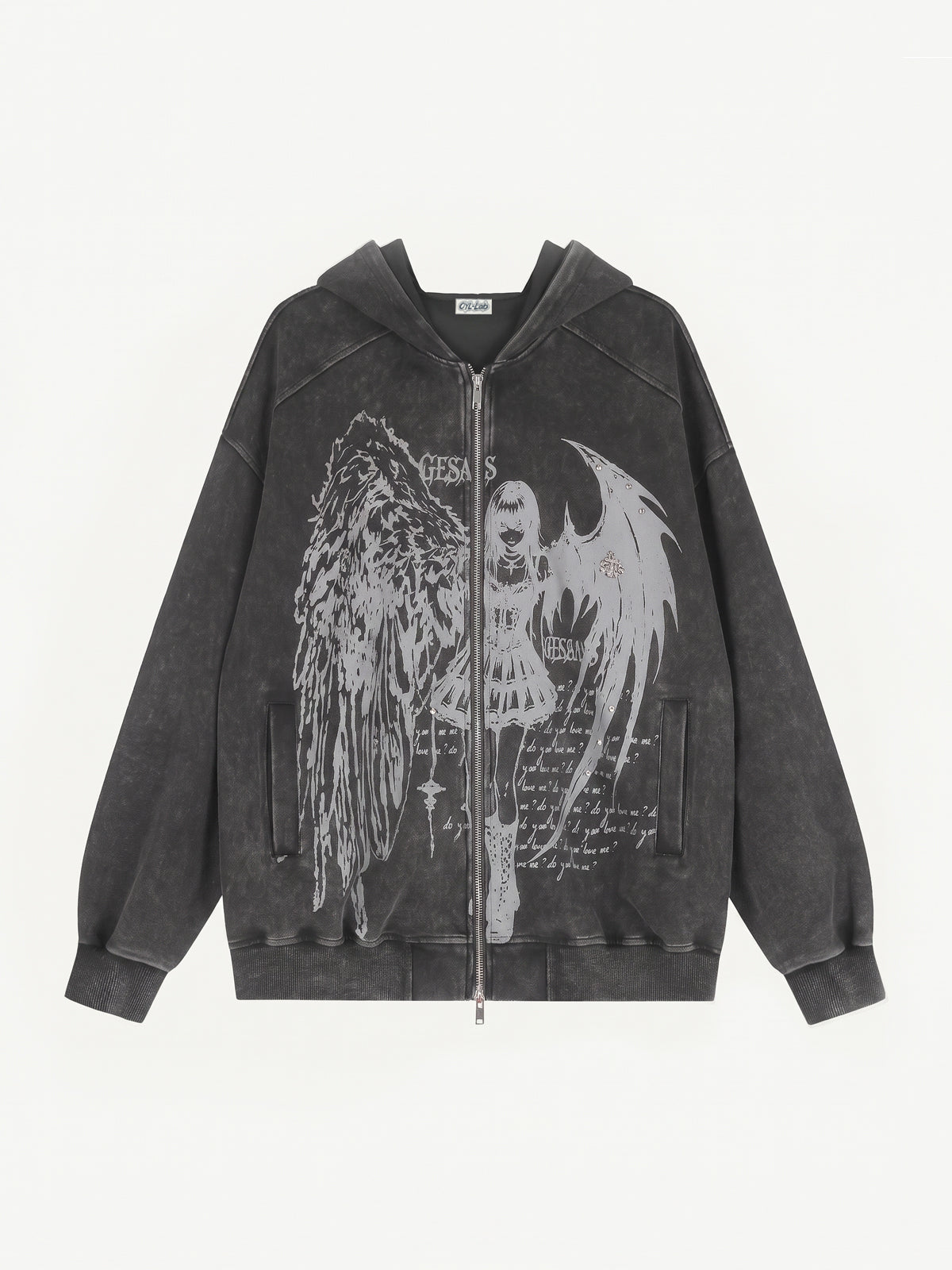OYL‑Lab Angel Demon Girl Graphic Zip UP Hoodie