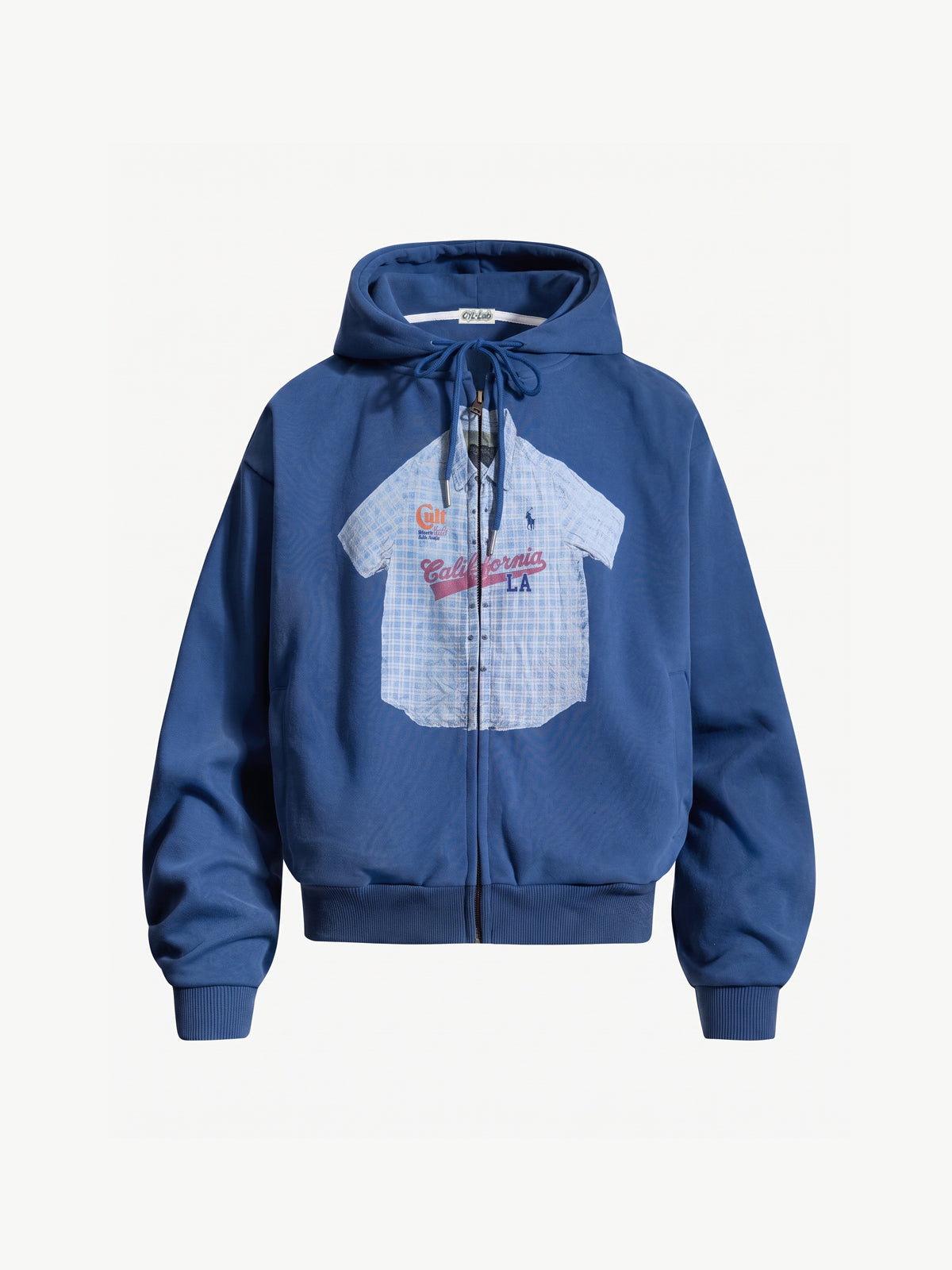 OYL‑Lab Vintage Fake Layer Zip Up Hoodie