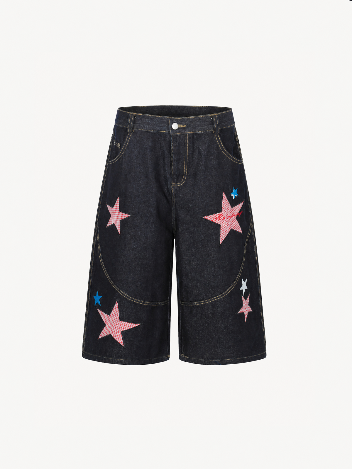 OYL-Lab Star Patch Washed Denim Jorts