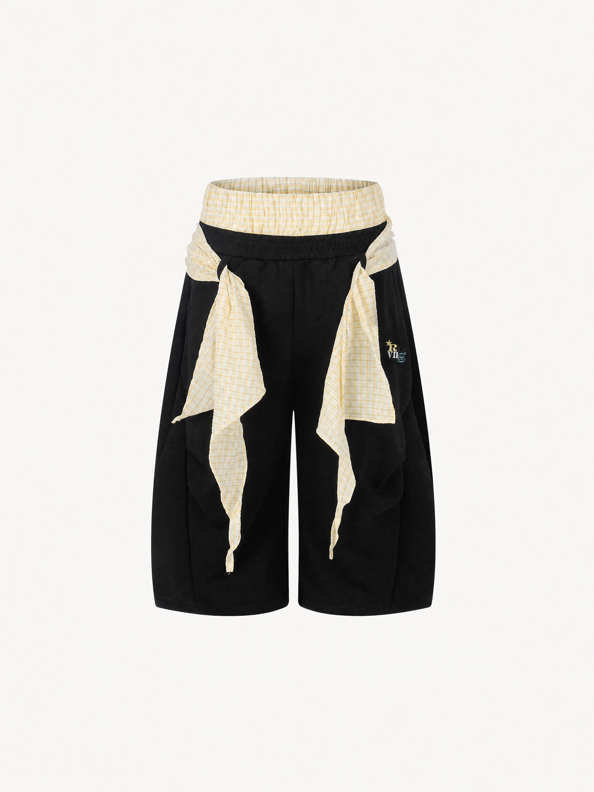 OYL-Lab Layered Plaid Wrap Sweat Shorts