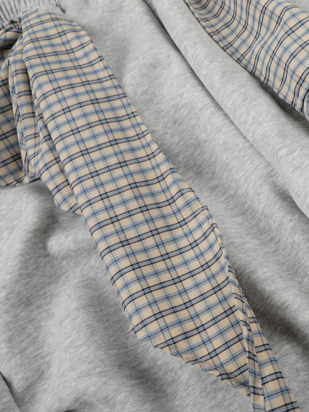 OYL-Lab Layered Plaid Wrap Sweat Shorts