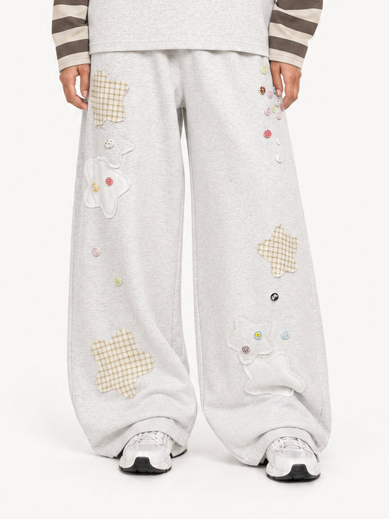 OYL-Lab Star Patchwork Button Baggy Sweatpants