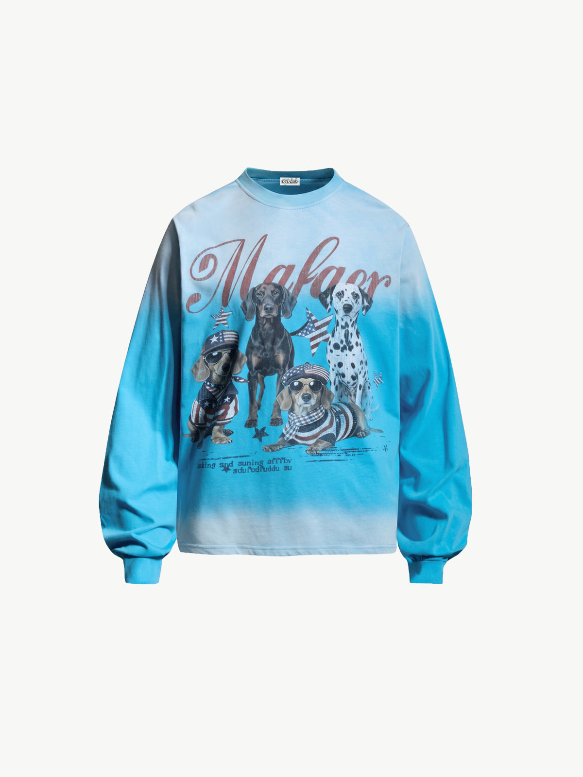 OYL‑Lab Retro Puppy Print Faded Gradient Sweatshirt