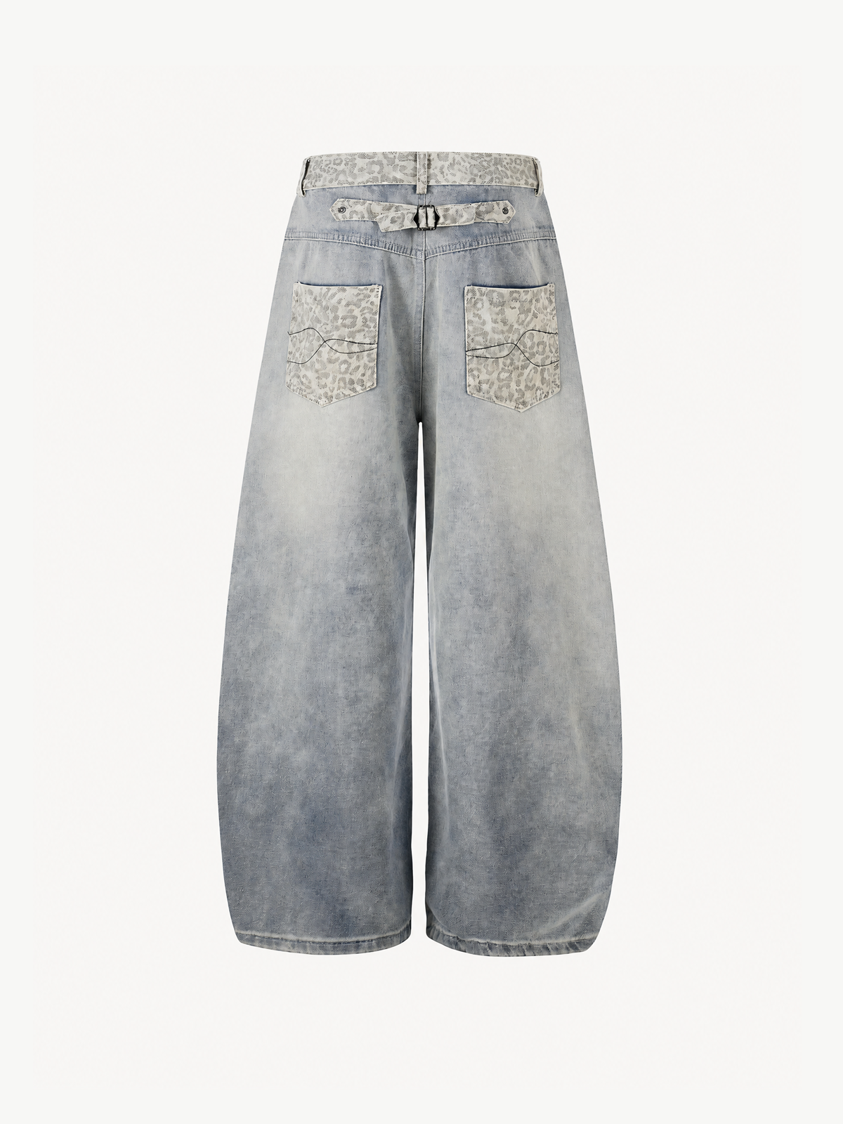 OYL-Lab Leopard Patch Pocket Baggy Balloon Jeans