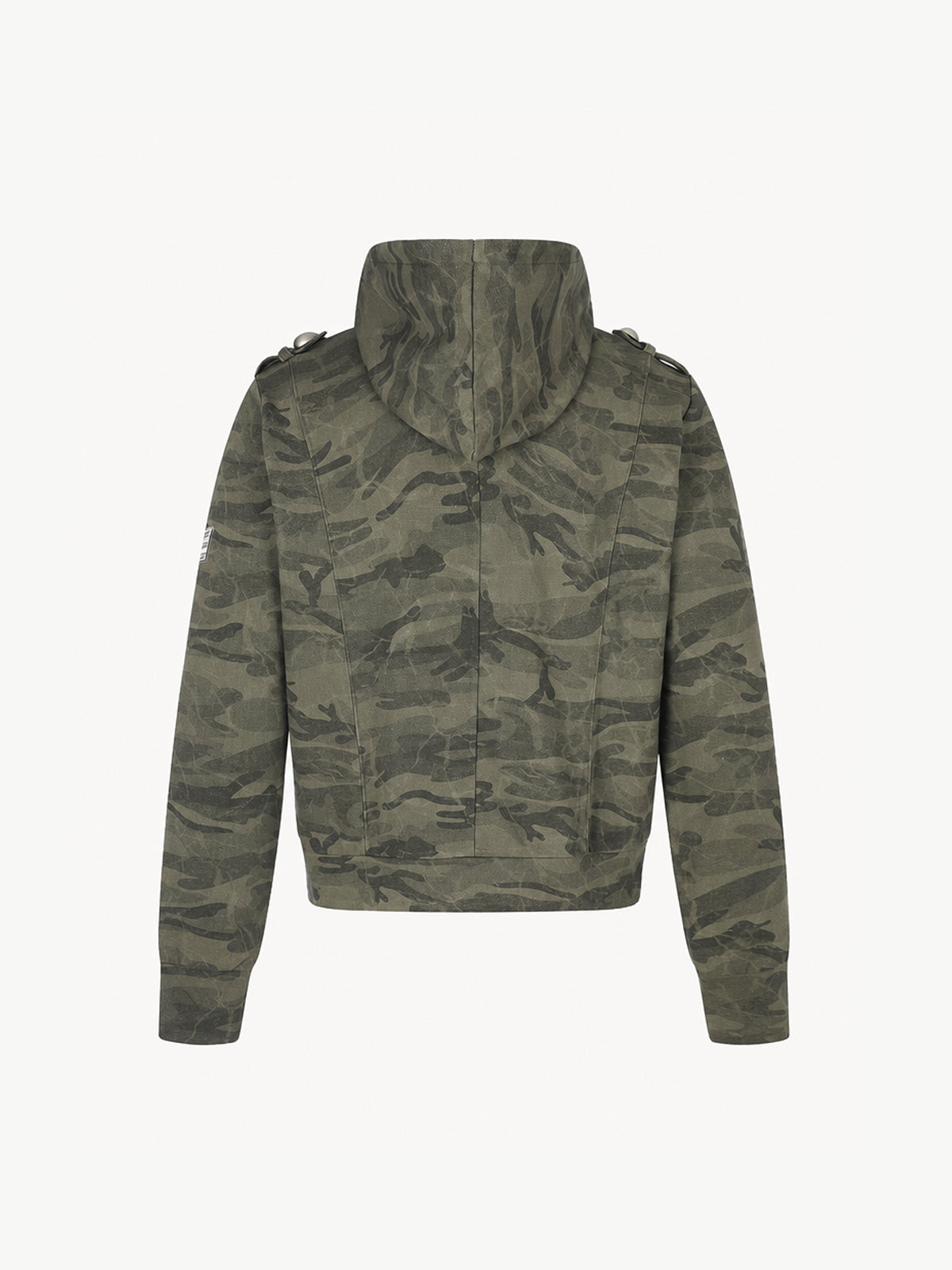 OYL-Lab Military Camo Epaulet Cropped Zip Hoodie