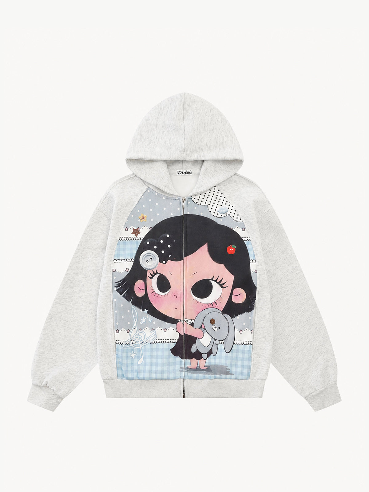 OYL-Lab Cartoon Graphic Zip Up Hoodie