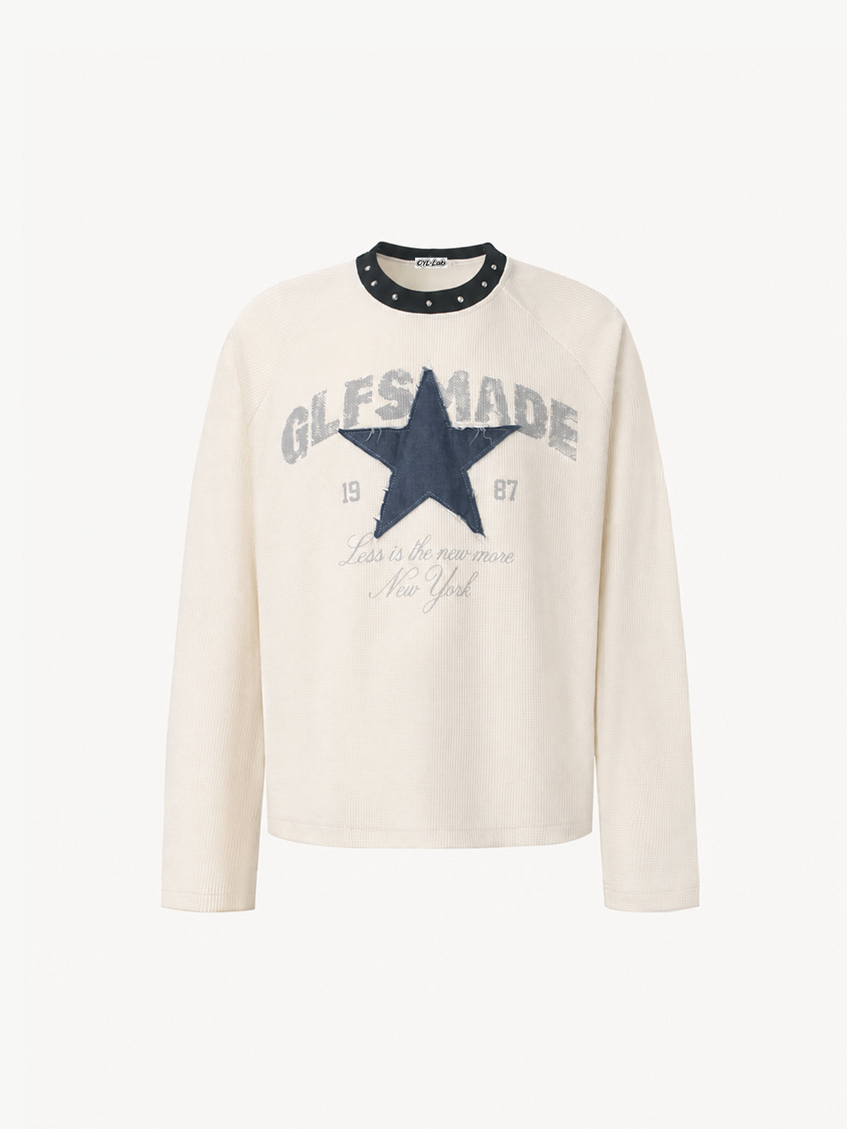 OYL-Lab Star Applique Waffle Long Sleeve Tee