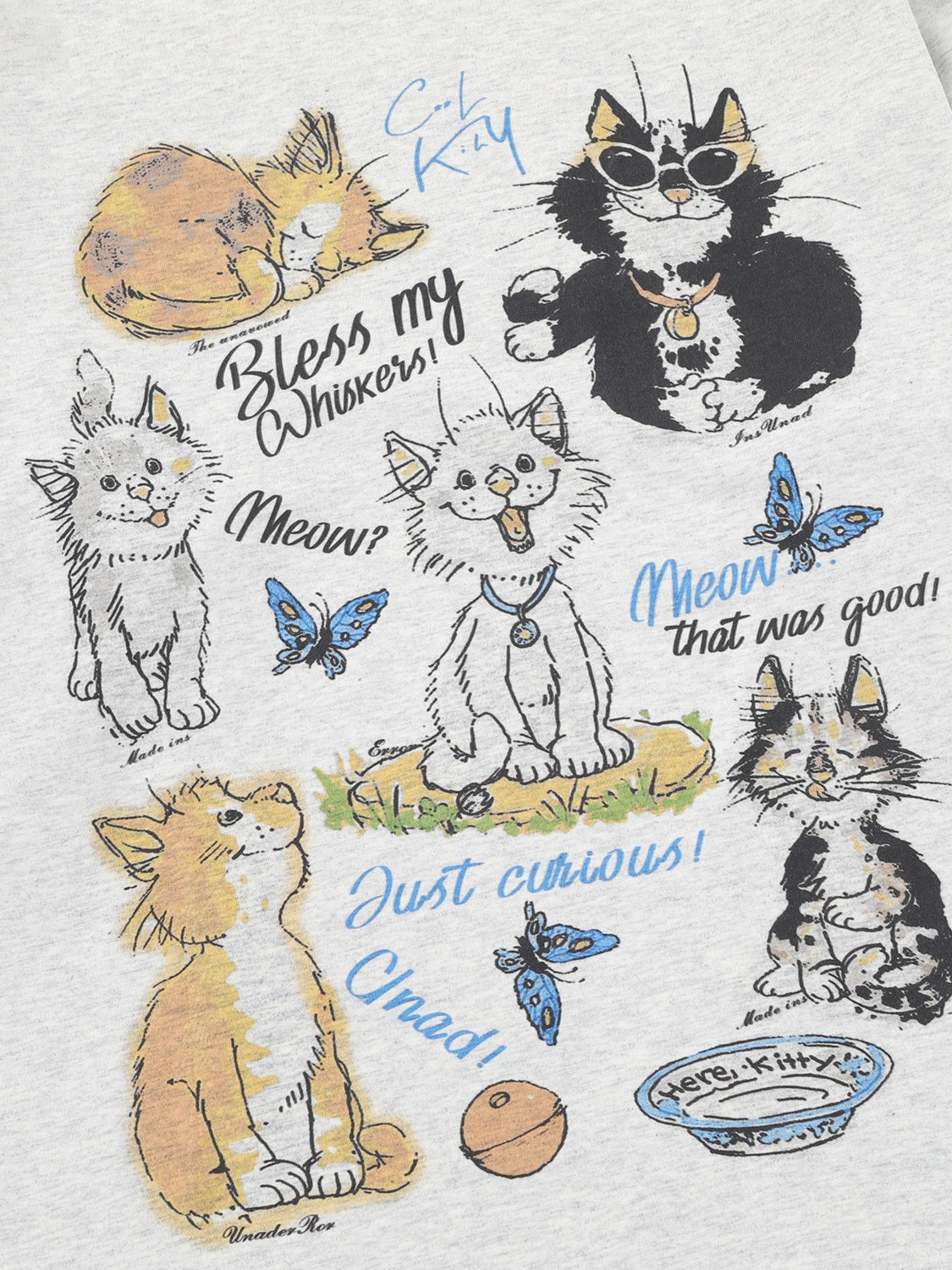 OYL-Lab Cat Graphic Fake Two Piece Long Sleeve Tee