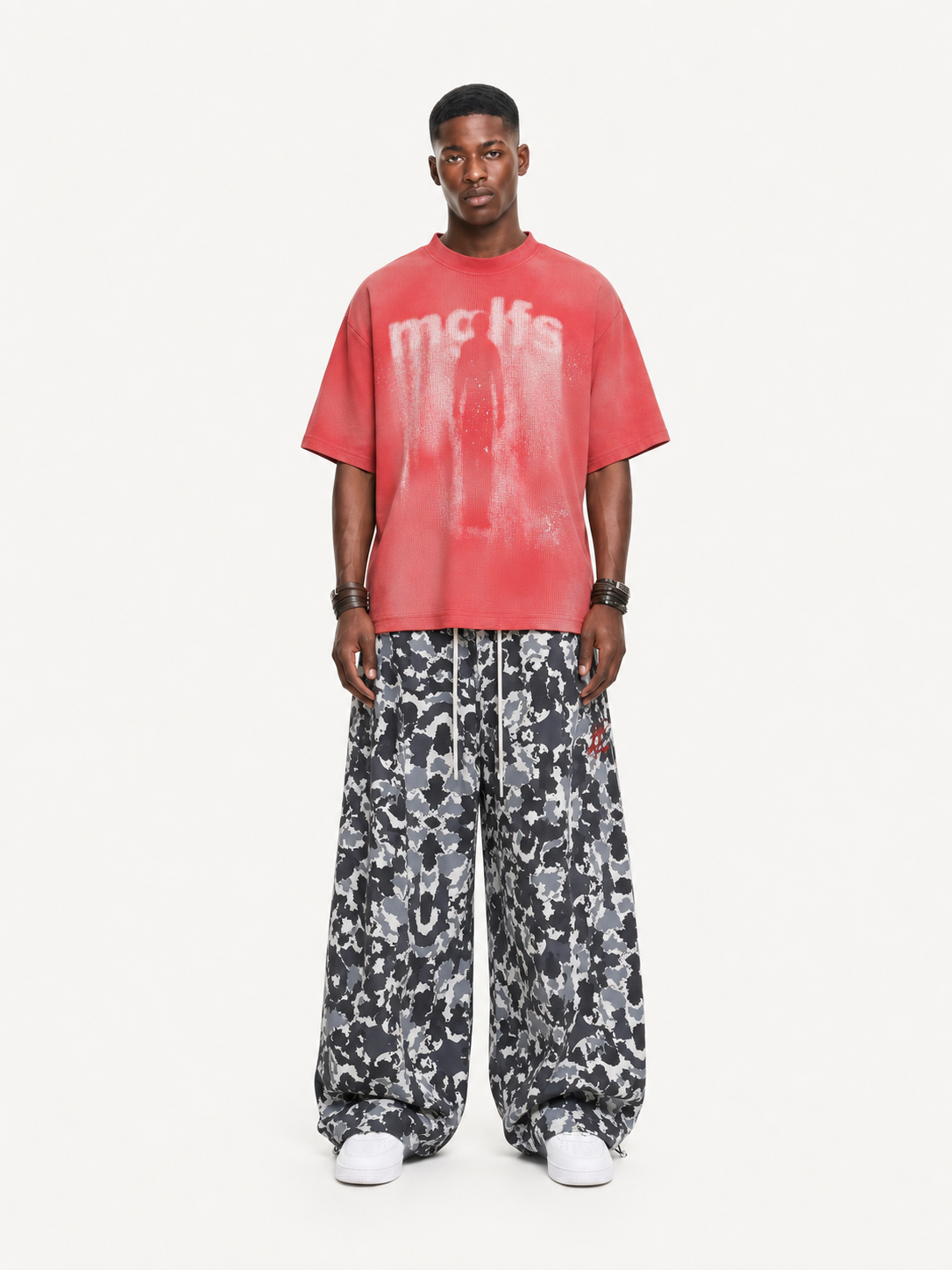 OYL-Lab Abstract Camo Print Wide Leg Sweat Pants